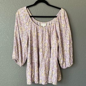 Hippie Rose Blouse Lavender Floral Medium